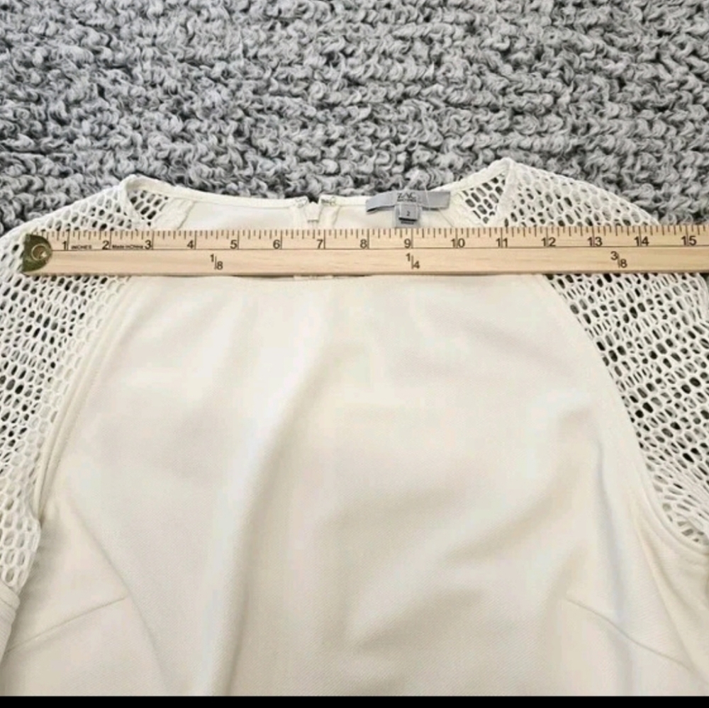Zac Posen Off White Mini Dress US 2 XS Short Sleeve Graduation Prom Bachelorette - Picture 8 of 15